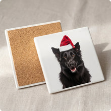 Belgian Sheepdog ceramic coasters set of 4, cork back