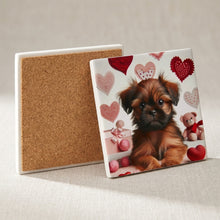 Brussels Griffon ceramic coasters set of 4, cork back