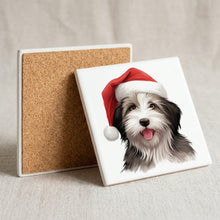 Bearded Collie Puppy Drawing ceramic coasters set of 4, cork back