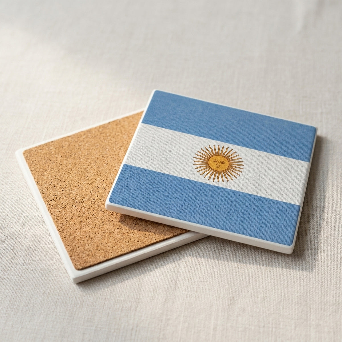 Argentina Flag Pride ceramic coasters set of 4, cork back