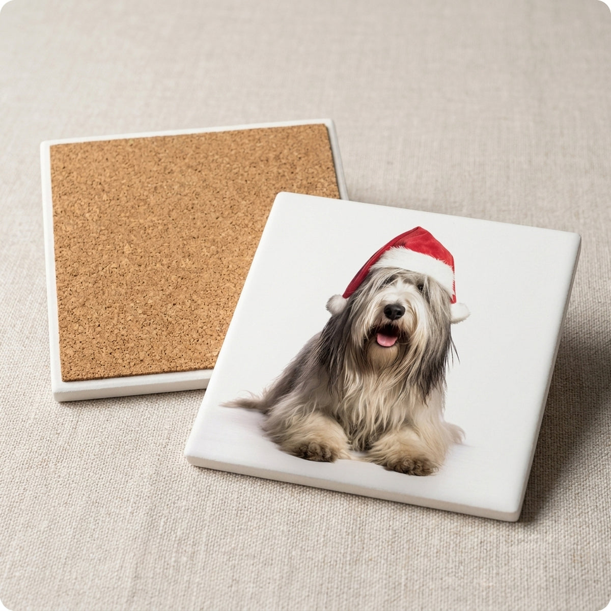 Bergamasco Sheepdog ceramic coasters set of 4, cork back