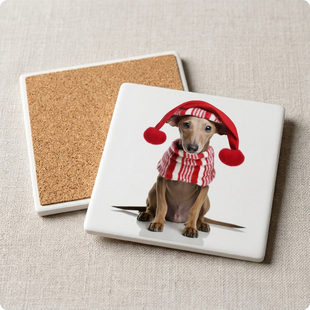 Azawakh Puppy ceramic coasters set of 4, cork back