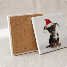 Toy Fox Terrier Puppy ceramic coasters set of 4, cork back