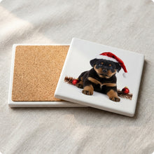 Rottweiler Puppy ceramic coasters set of 4, cork back