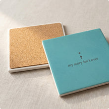 Mental Health Semicolon ceramic coasters set of 4, cork back