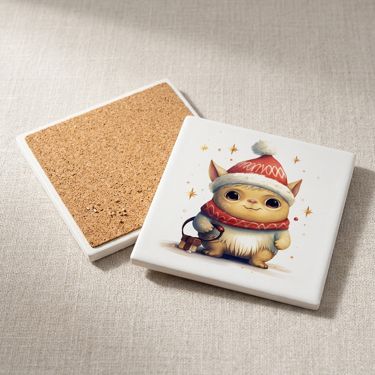Pulik ceramic coasters set of 4, cork back