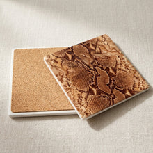 Snake Skin ceramic coasters set of 4, cork back