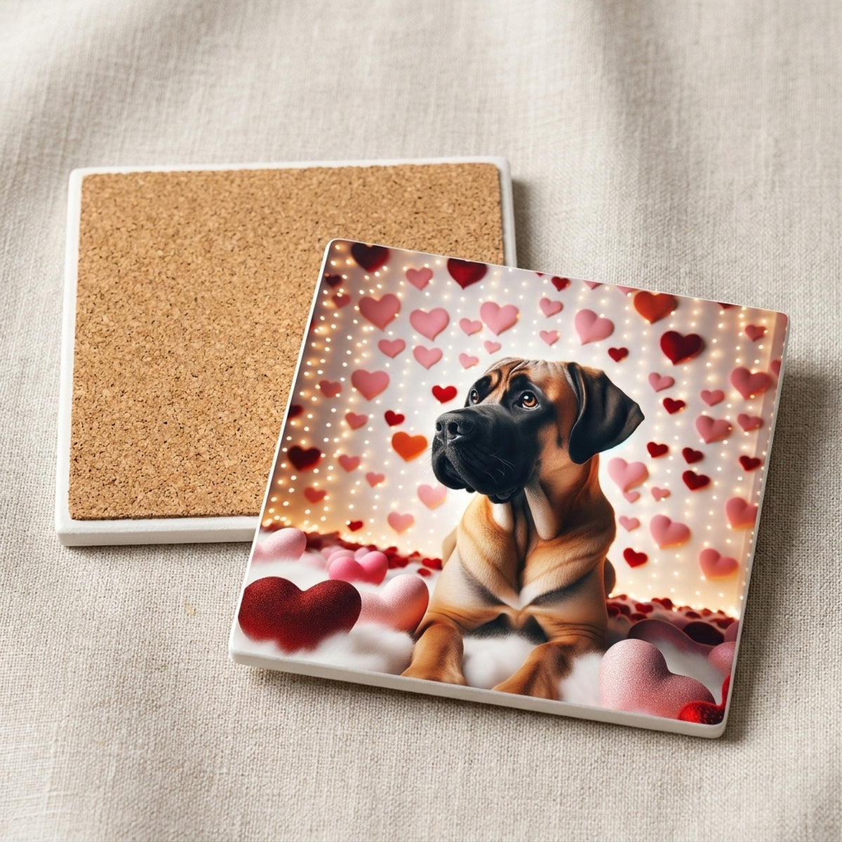 Great Dane ceramic coasters set of 4, cork back