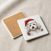 Coton de Tulear ceramic coasters set of 4, cork back