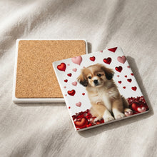 Tibetan Spaniel ceramic coasters set of 4, cork back