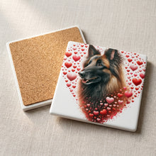 Belgian Tervuren ceramic coasters set of 4, cork back