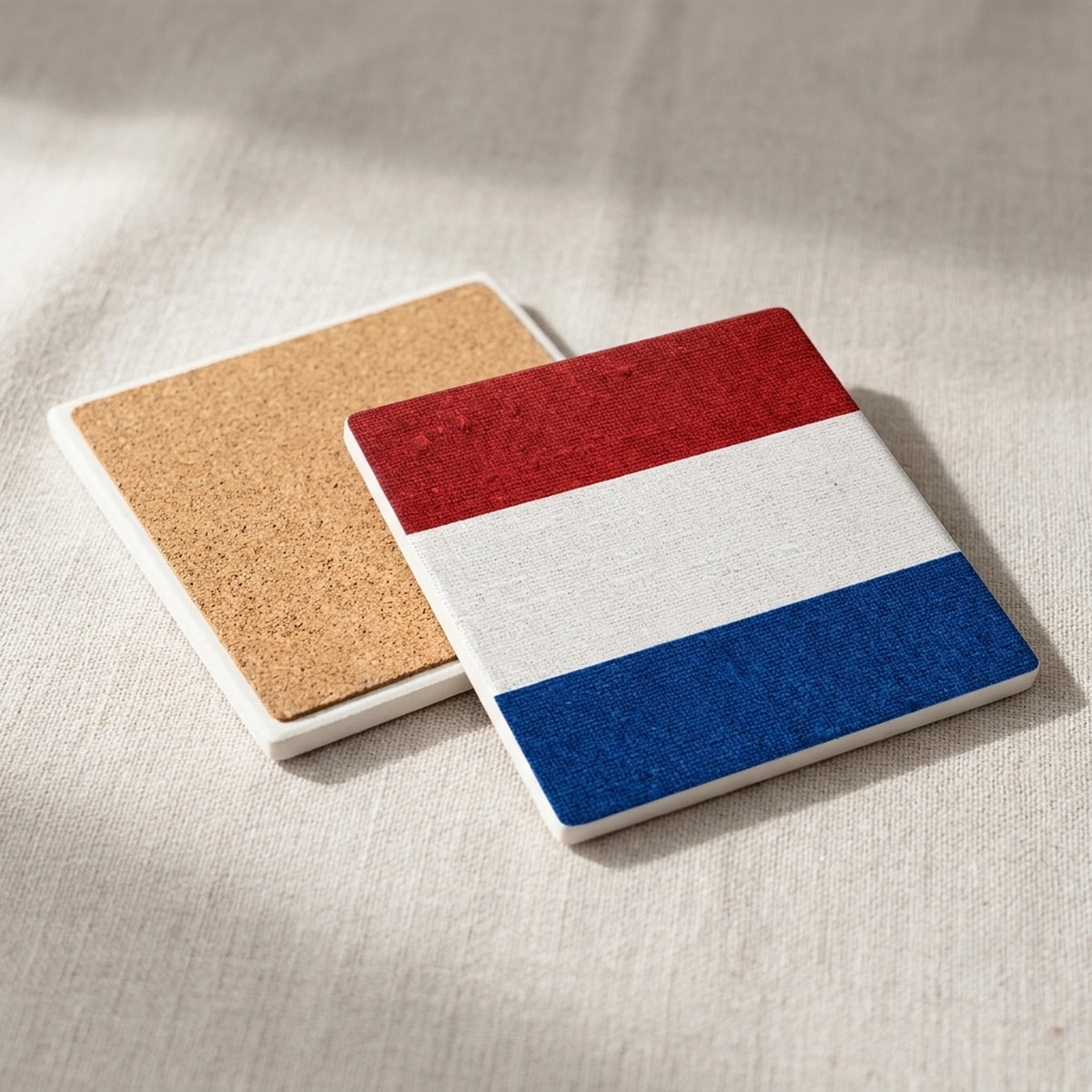 Netherlands Flag Pride ceramic coasters set of 4, cork back