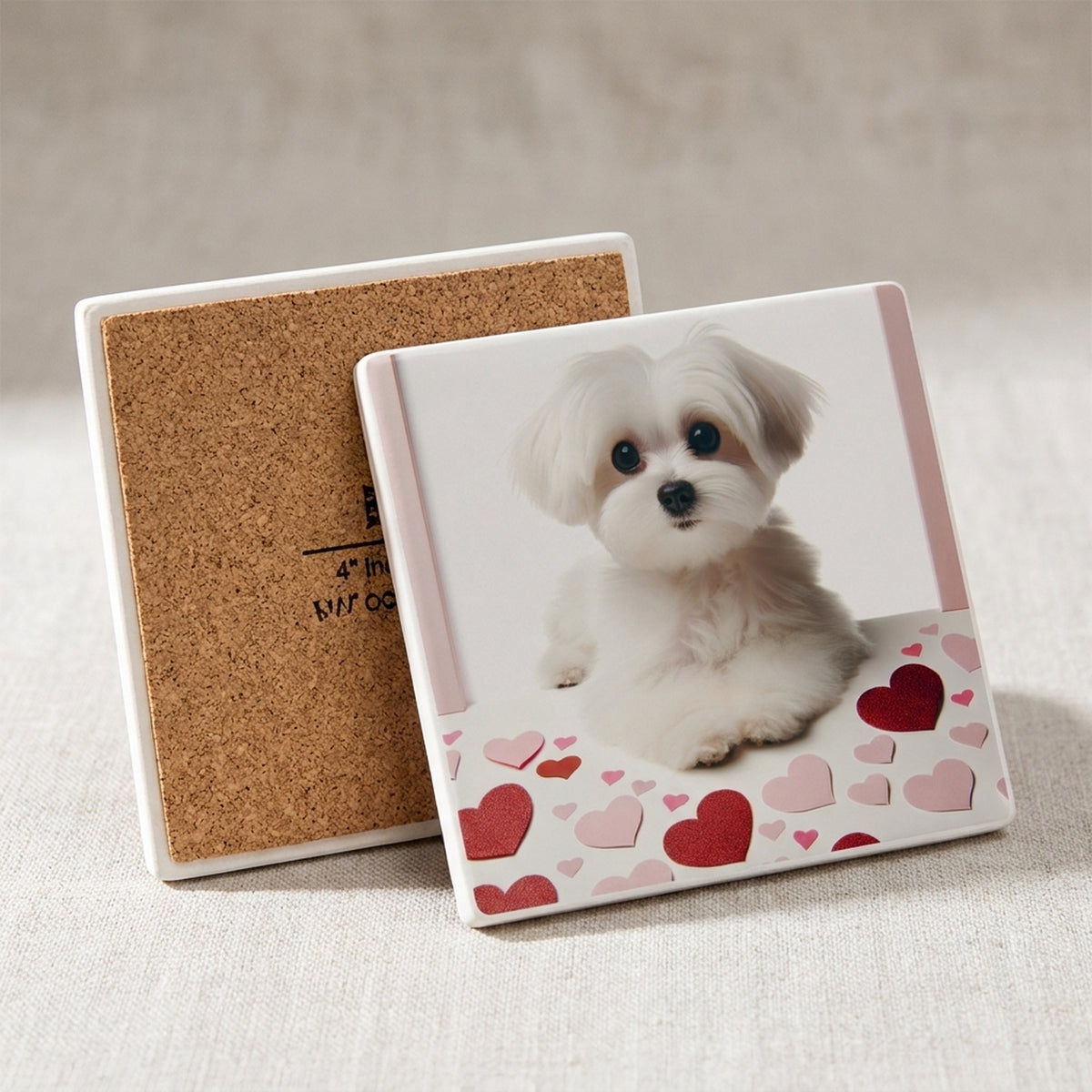 Maltese ceramic coasters set of 4, cork back