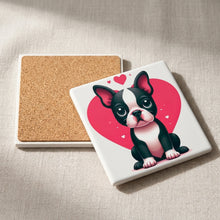 Boston Terrier ceramic coasters set of 4, cork back