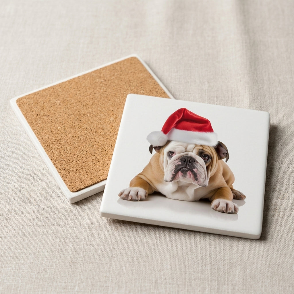 Bulldog ceramic coasters set of 4, cork back