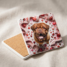 Dogue de Bordeaux ceramic coasters set of 4, cork back