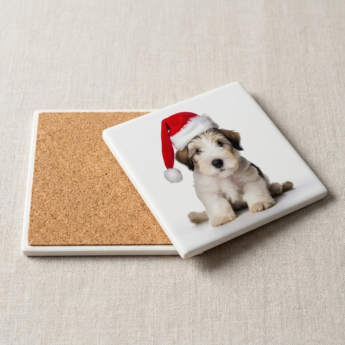 Sealyham Terrier Puppy ceramic coasters set of 4, cork back