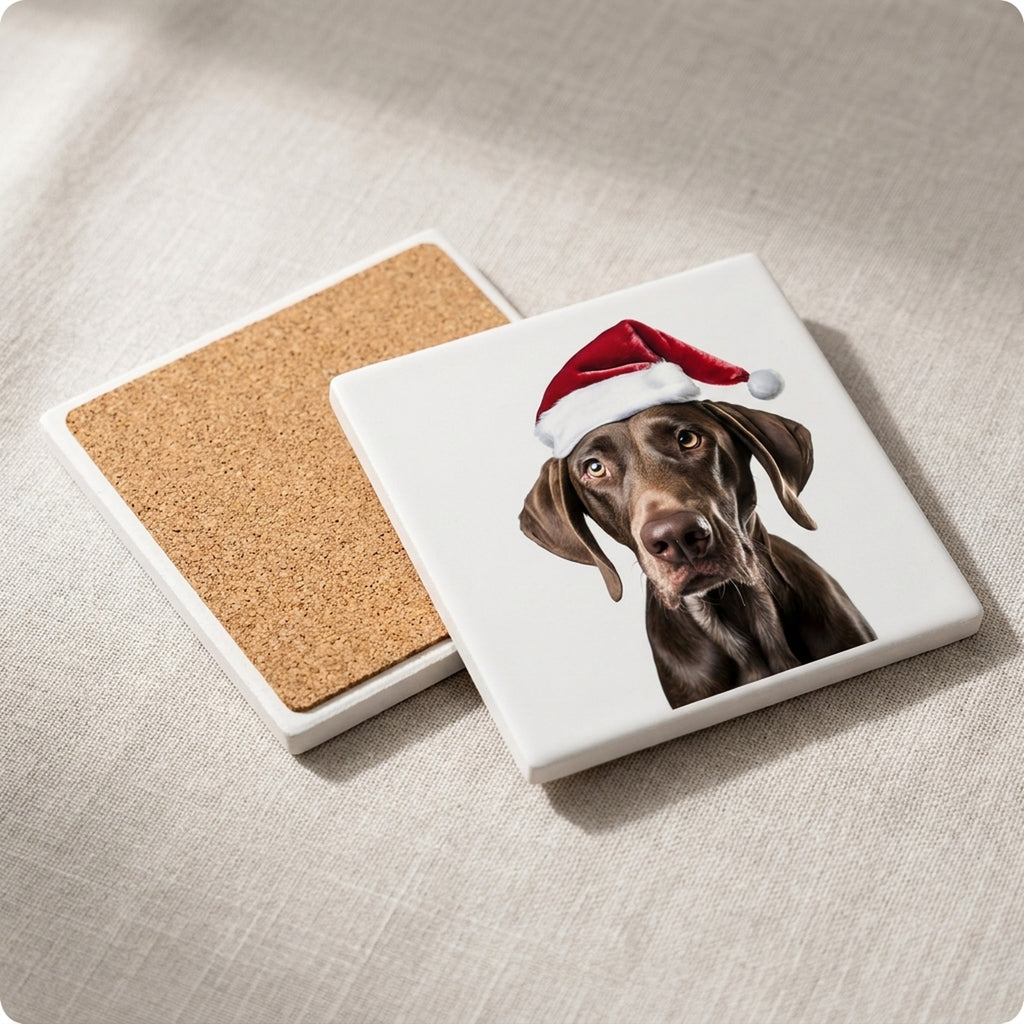 Plott Hound ceramic coasters set of 4, cork back