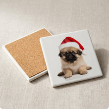 Pekingese Puppy ceramic coasters set of 4, cork back
