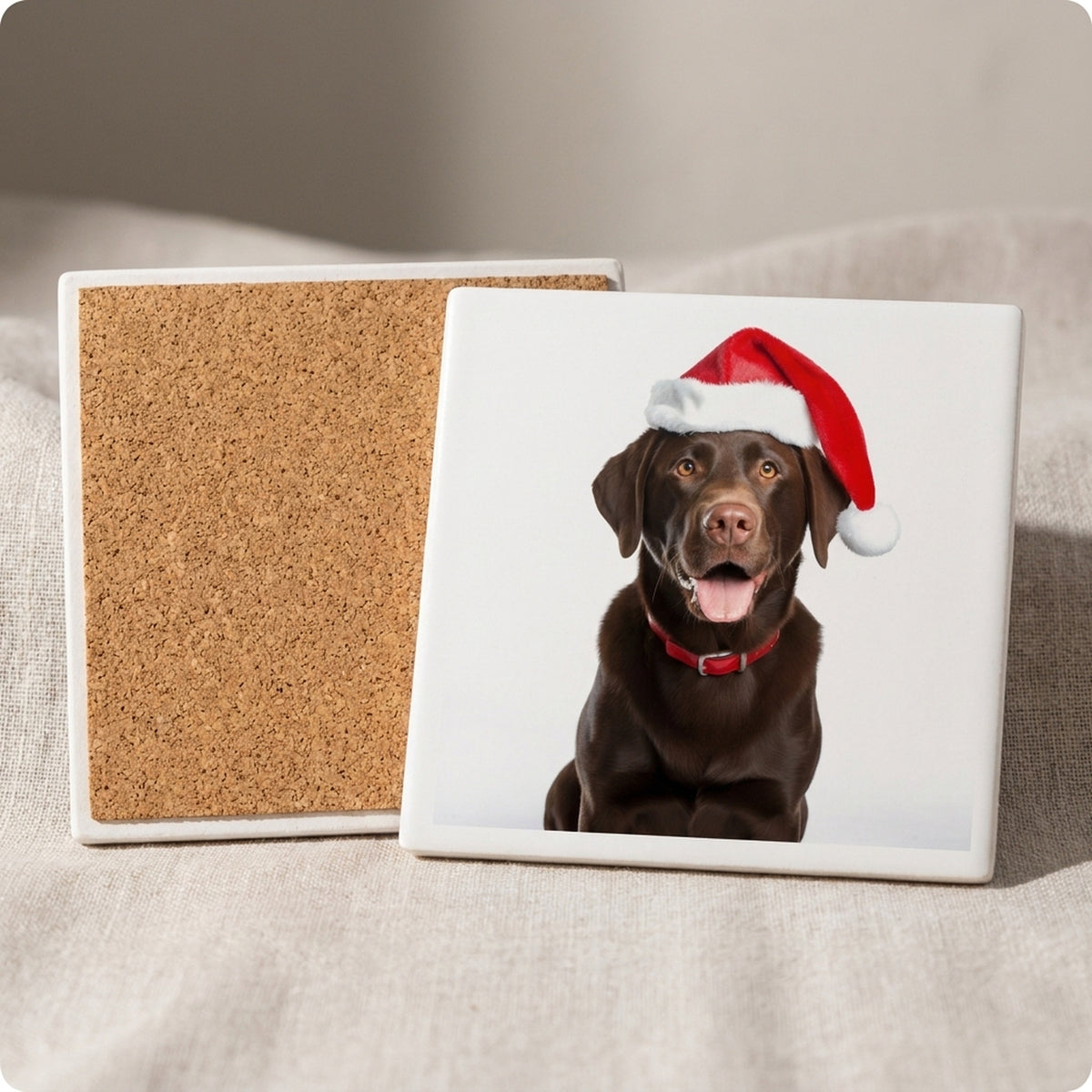 Labrador Retriever ceramic coasters set of 4, cork back