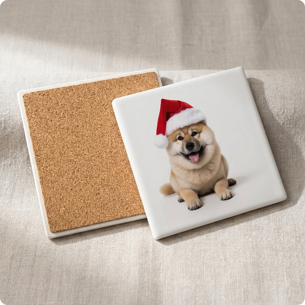 Akita ceramic coasters set of 4, cork back