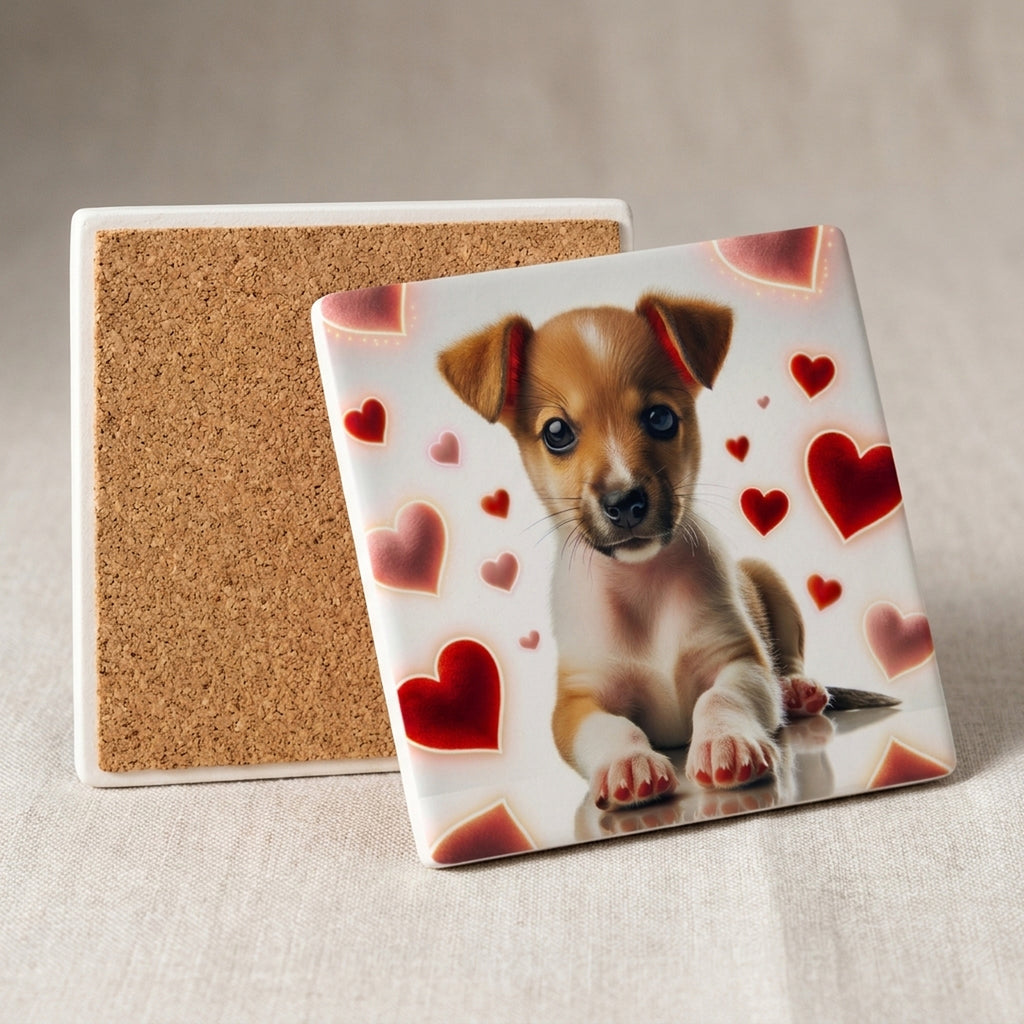 Jack Russell Terrier ceramic coasters set of 4, cork back