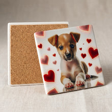 Jack Russell Terrier ceramic coasters set of 4, cork back
