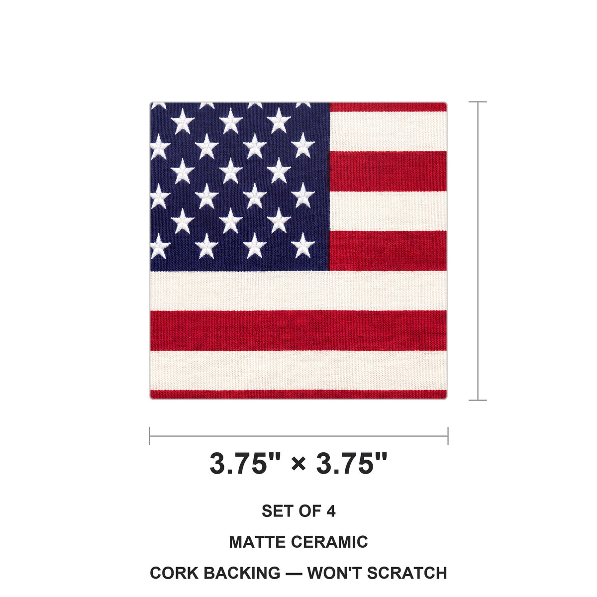 Classic American Flag ceramic coasters set of 4, size 3.75 inches