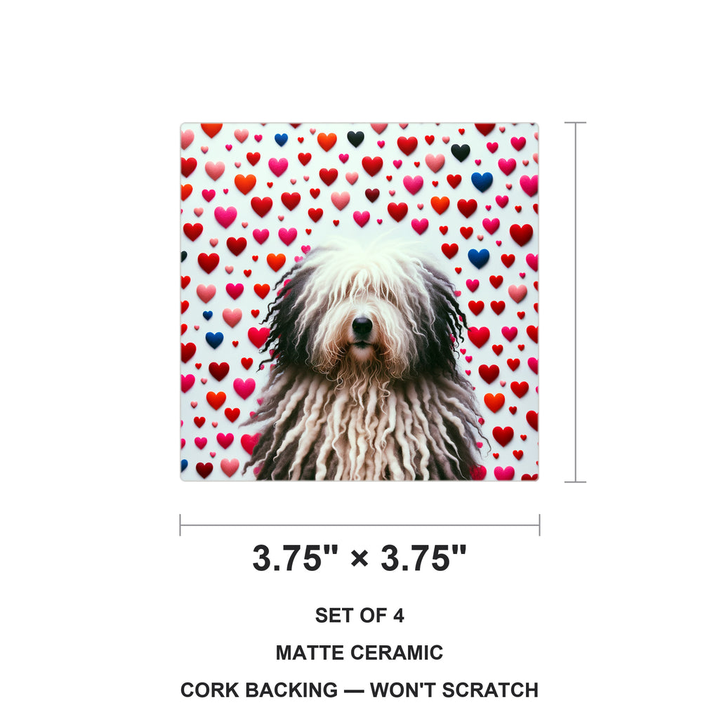 Bergamasco Sheepdog ceramic coasters set of 4, size 3.75 inches