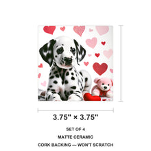 Dalmatian ceramic coasters set of 4, size 3.75 inches