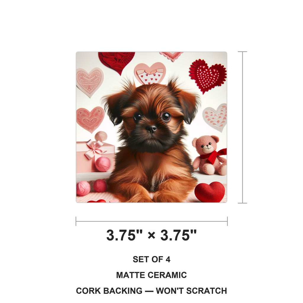 Brussels Griffon ceramic coasters set of 4, size 3.75 inches