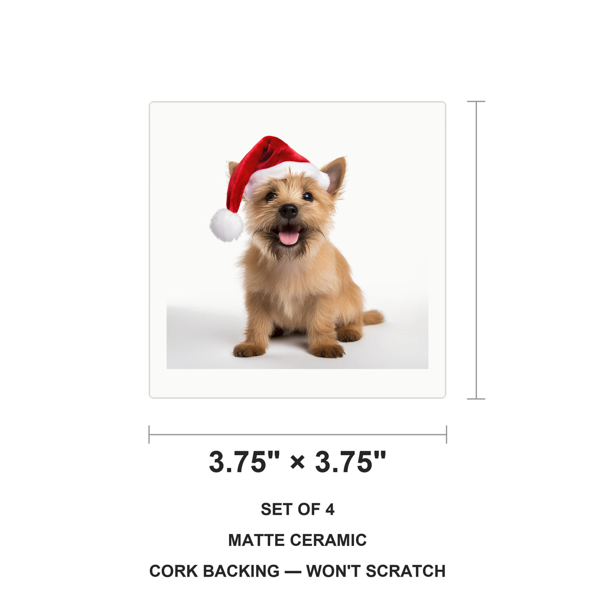 Norwich Terrier ceramic coasters set of 4, size 3.75 inches