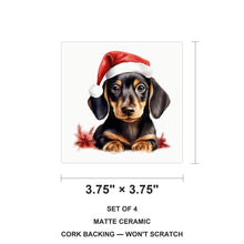 Dachshund Puppy Drawing ceramic coasters set of 4, size 3.75 inches