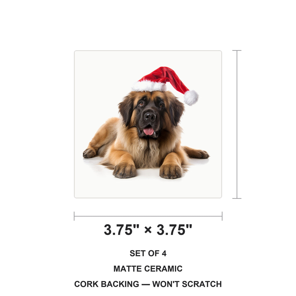 Leonberger ceramic coasters set of 4, size 3.75 inches
