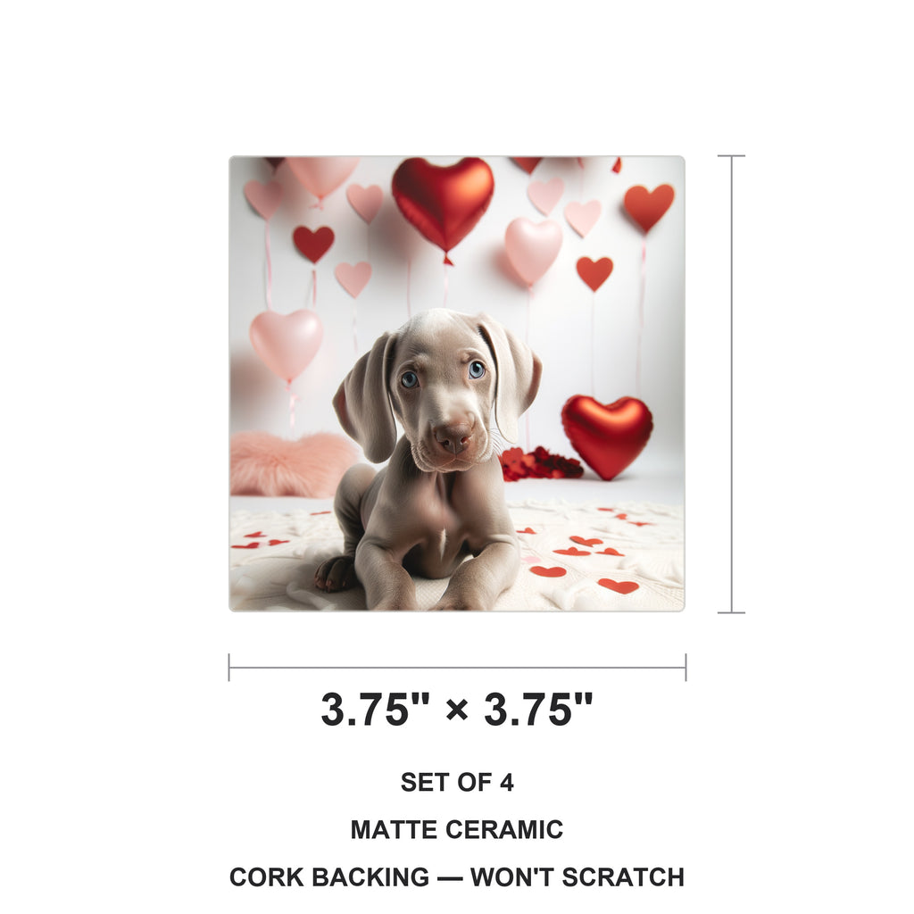 Weimaraner ceramic coasters set of 4, size 3.75 inches