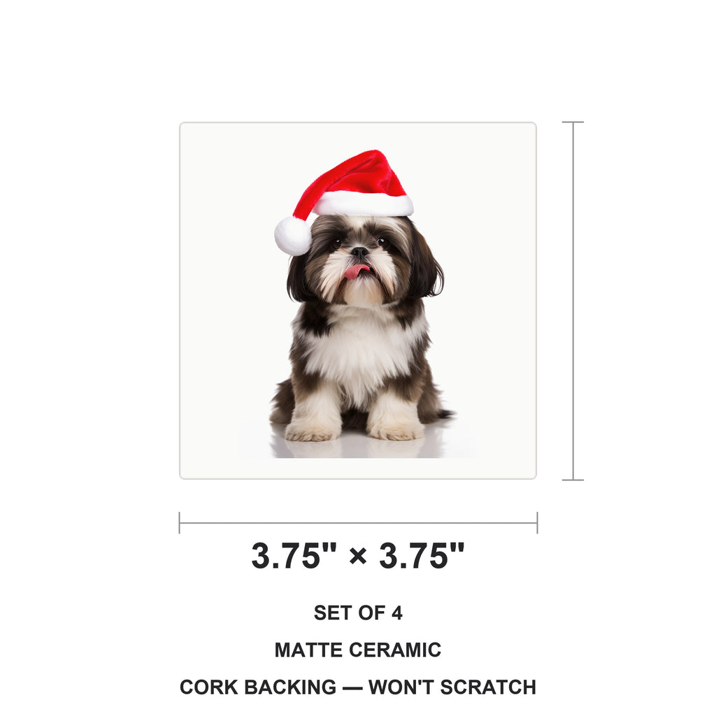 Shih Tzu ceramic coasters set of 4, size 3.75 inches