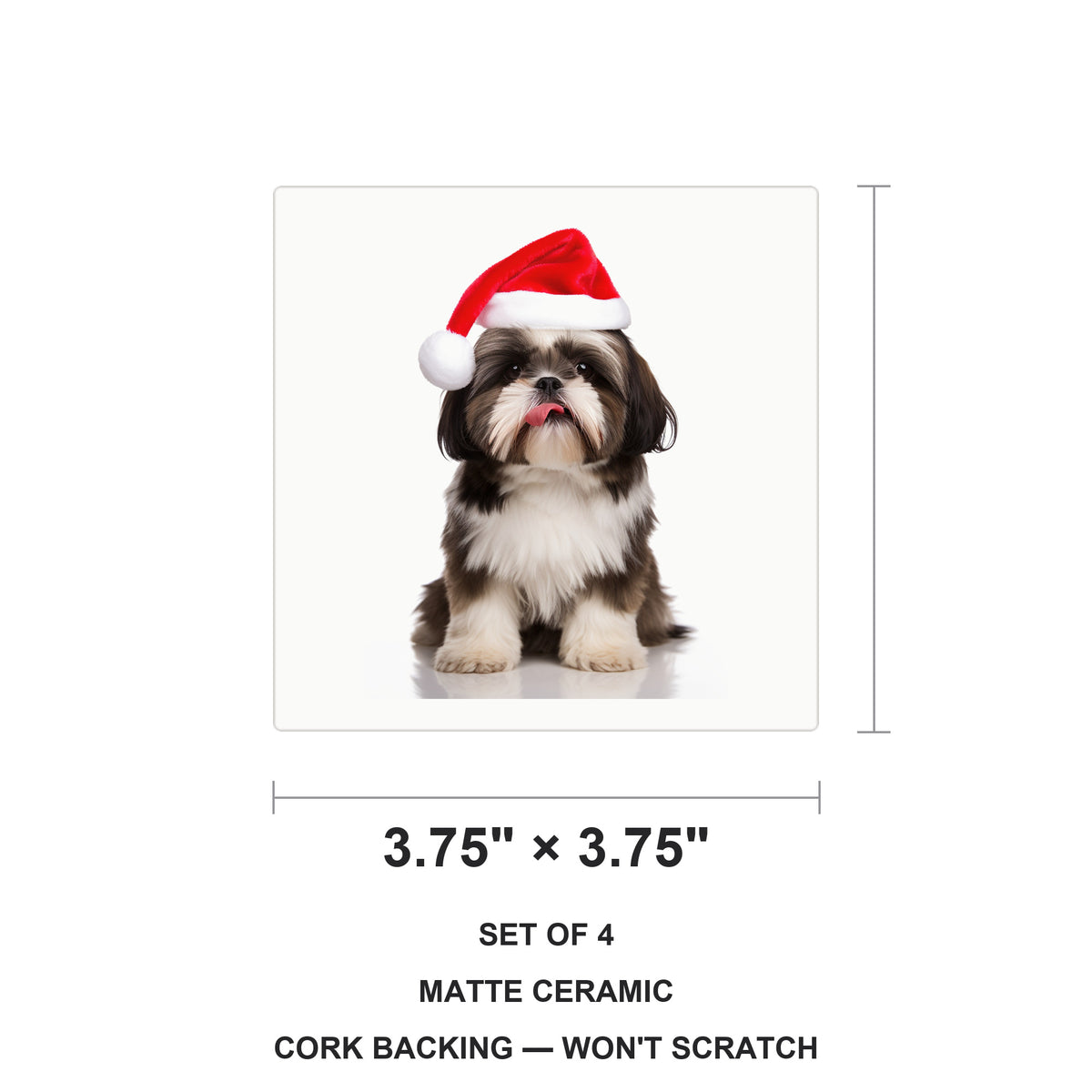 Shih Tzu ceramic coasters set of 4, size 3.75 inches