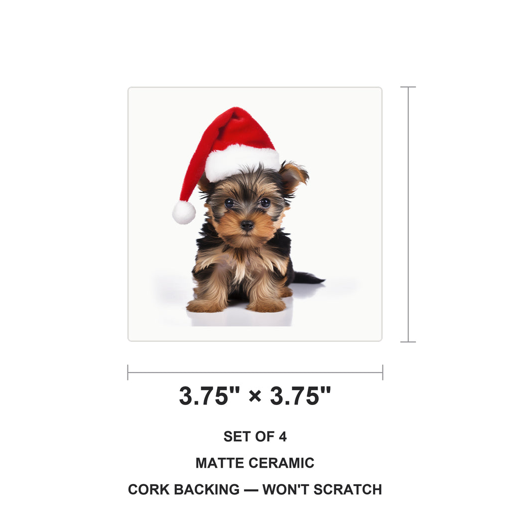 Yorkshire Terrier Puppy ceramic coasters set of 4, size 3.75 inches