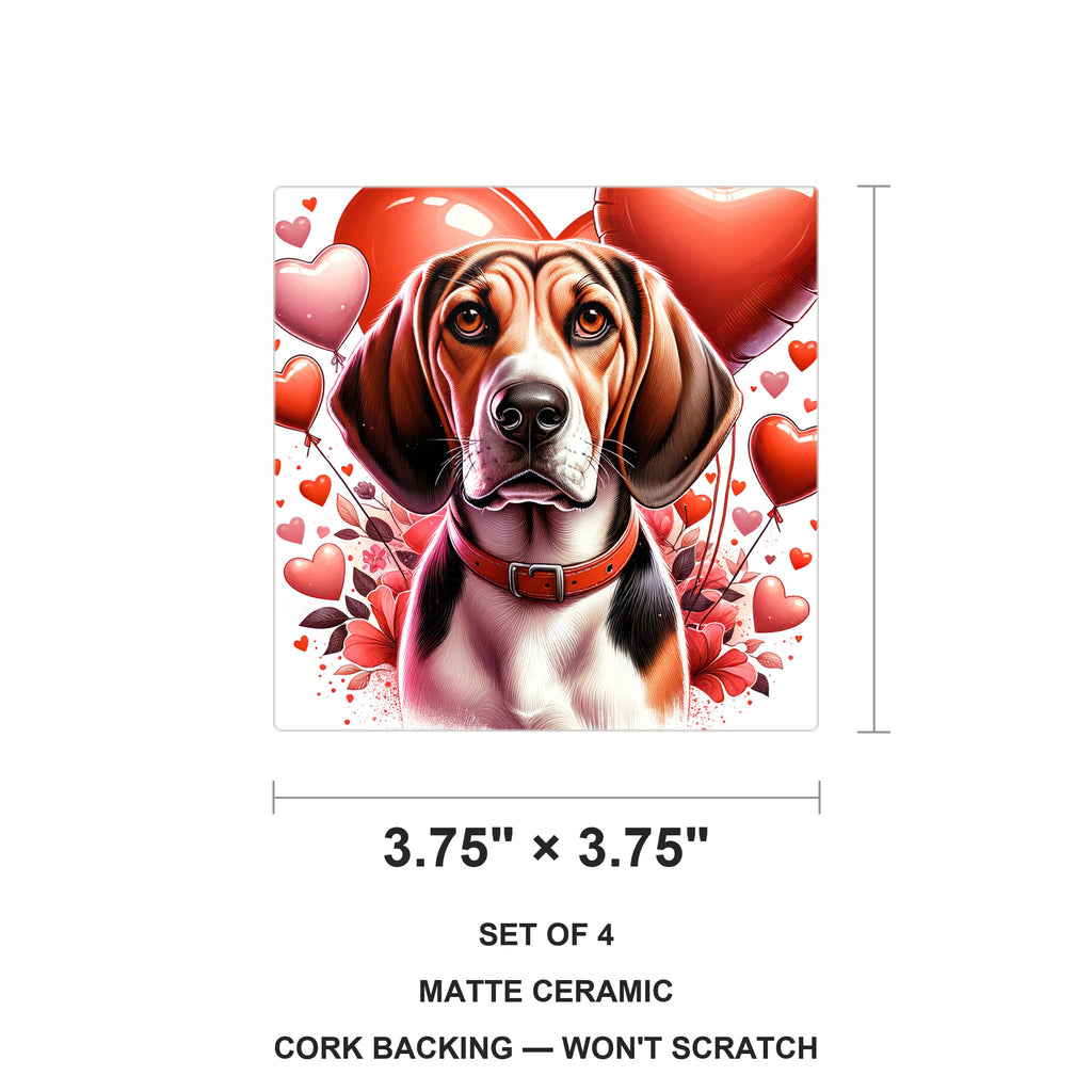 Beagle ceramic coasters set of 4, size 3.75 inches