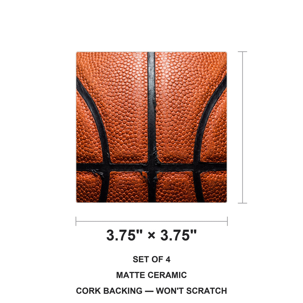 Basketball Texture ceramic coasters set of 4, size 3.75 inches