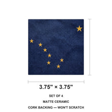 Alaska State Flag ceramic coasters set of 4, size 3.75 inches