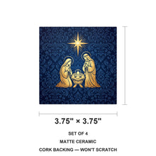 Nativity Scene ceramic coasters set of 4, size 3.75 inches