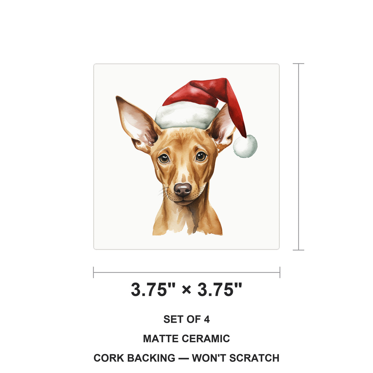 Pharaoh Hound Puppy Drawing ceramic coasters set of 4, size 3.75 inches
