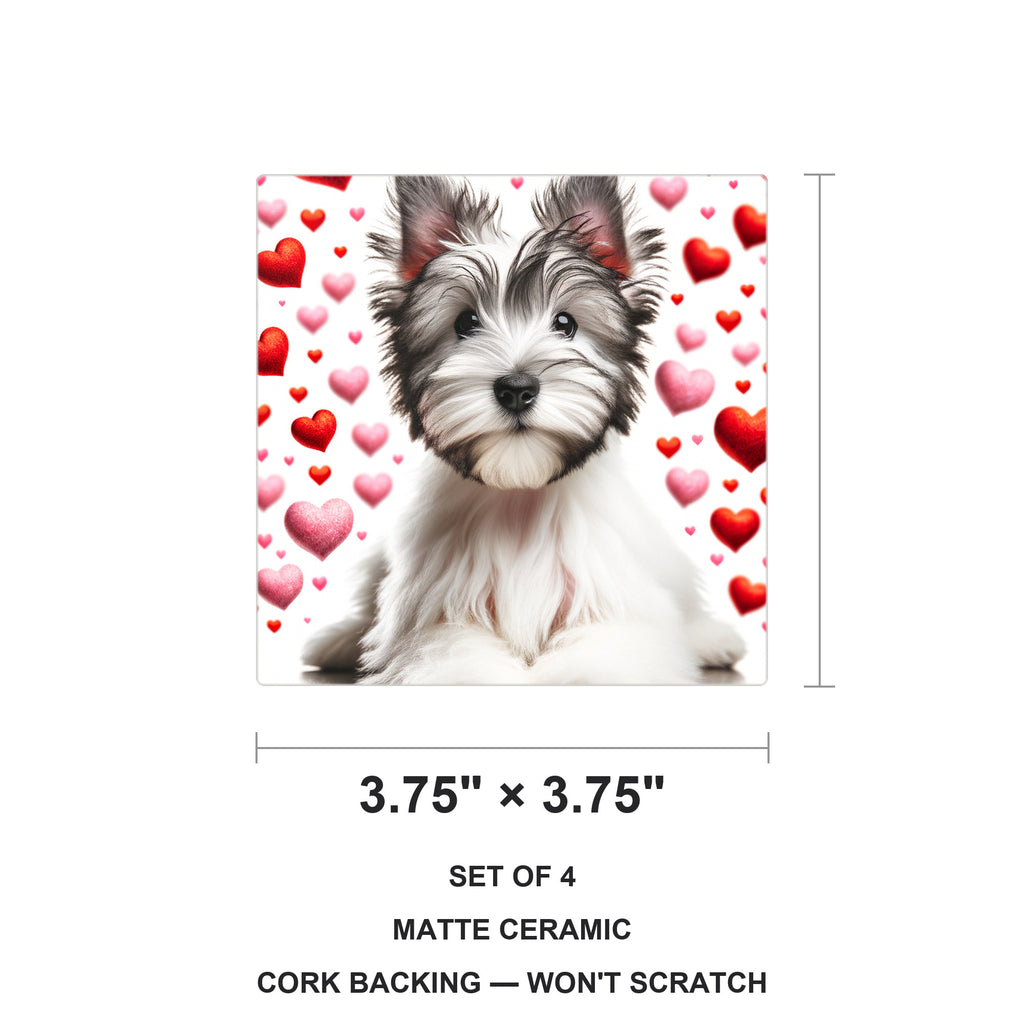 Biewer Terrier ceramic coasters set of 4, size 3.75 inches