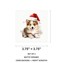 Icelandic Sheepdog Puppy Drawing ceramic coasters set of 4, size 3.75 inches