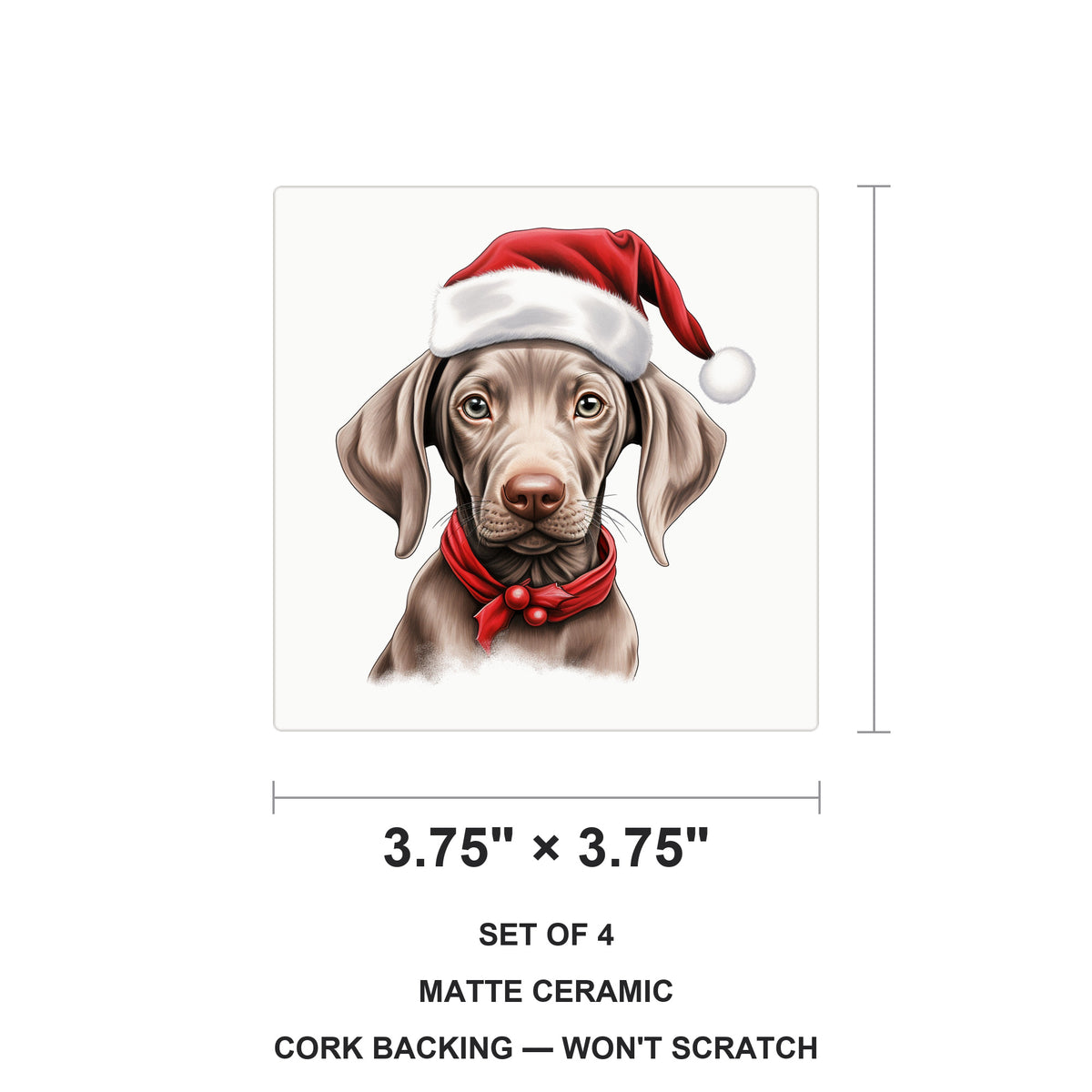 Weimaraner Puppy Drawing ceramic coasters set of 4, size 3.75 inches