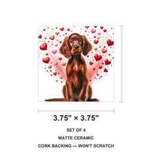 Irish Setter ceramic coasters set of 4, size 3.75 inches