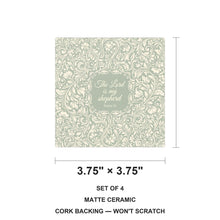 Psalm 23 ceramic coasters set of 4, size 3.75 inches