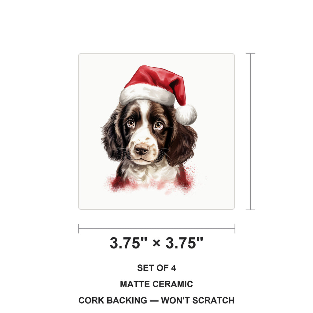 English Springer Spaniel Puppy Drawing ceramic coasters set of 4, size 3.75 inches