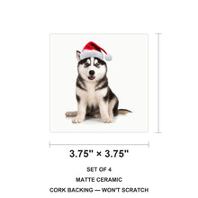 Siberian Husky ceramic coasters set of 4, size 3.75 inches